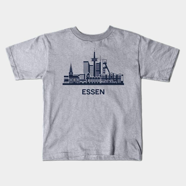 Essen Skyline, dark Kids T-Shirt by yulia-rb